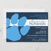 Light Blue & Navy Elegant Pawprint (Foto Back) Einladung (Vorderseite)