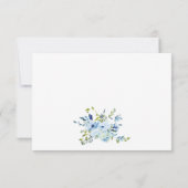 Light Blue Navy Floral Watercolor Wedding RSVP Karte (Rückseite)