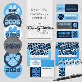 Light Blue & Navy Pawprint Abschluss Foto Einladung