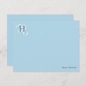 Light Blue & Navy Stack Initials Elegant Mitteilungskarte (Vorne/Hinten)