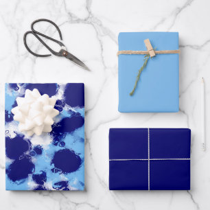 Light Blue, Navy und White Abstrakt Geschenkpapier Set