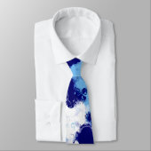 Light Blue, Navy und White Abstrakt Krawatte (Gebunden)