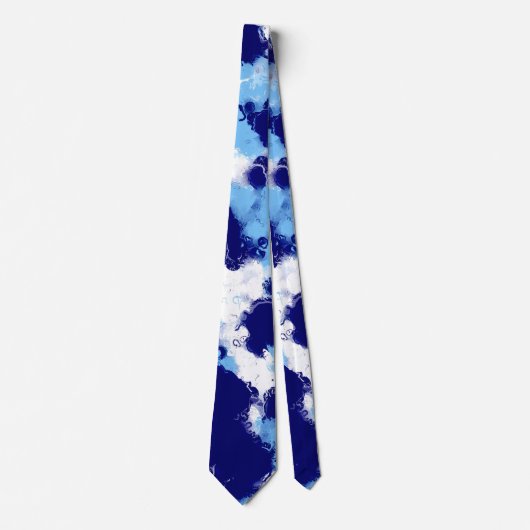 Light Blue, Navy und White Abstrakt Krawatte (Vorderseite)