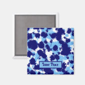 Light Blue, Navy und White Abstrakt Magnet (Vorderseite/Rückseite)