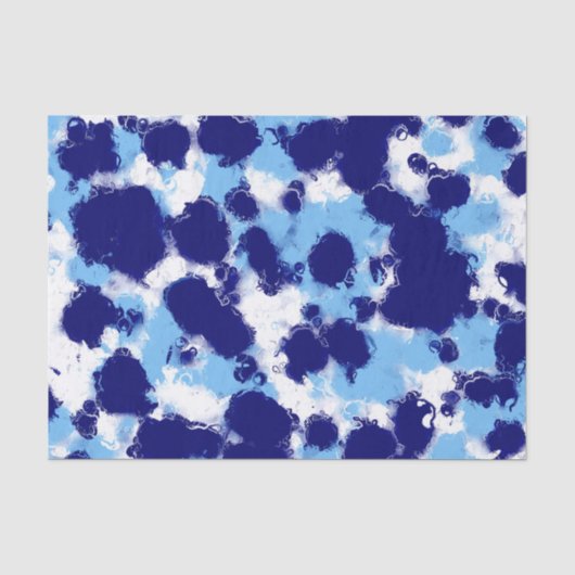 Light Blue, Navy und White Abstrakt Seidenpapier (Vorderseite)