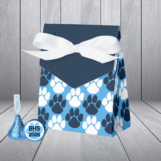 Light Blue & Navy Wiederholung von Pawprint Gesche Geschenkschachtel