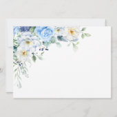 LIght Blue, Navy, Winter White Watercolor Floral Einladung (Rückseite)