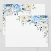 LIght Blue, Navy, Winter White Watercolor Floral Einladung (Vorne/Hinten)