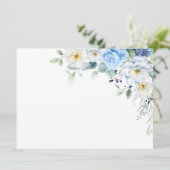 LIght Blue, Navy, Winter White Watercolor Floral Einladung (Stehend Vorderseite)