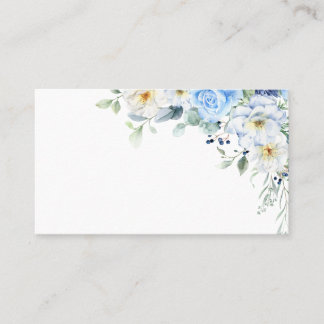 LIght Blue, Navy, Winter White Watercolor Floral Platzkarte