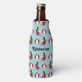 Light Blue Niedlich Cartoon Pinguin Schwimmbad Kin Flaschenkühler (Flaschenvorderseite)