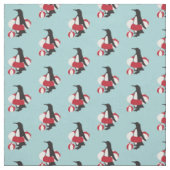 Light Blue Niedlich Cartoon Pinguin Schwimmbad Kin Stoff (Muster)