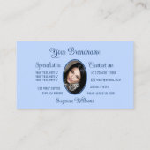 Light Blue Niedlich Heart Chic mit Monogramm und F Visitenkarte (Rückseite)