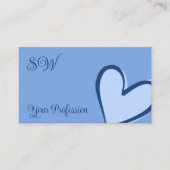 Light Blue Niedlich Heart Chic mit Monogramm und F Visitenkarte (Vorderseite)
