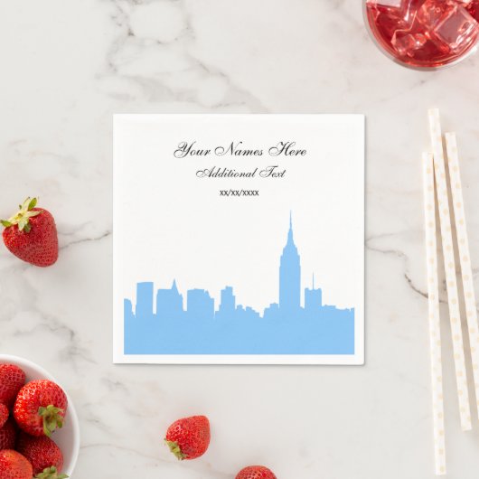 Light Blue NYC Skyline Silhouette, ESB Serviette (Beispiel)