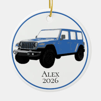 Light Blue Off-Road Utility Vehicle 7 slot grille Keramik Ornament