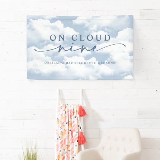 Light Blue "On Cloud Nine" Bachelorette Banner (Insitu)