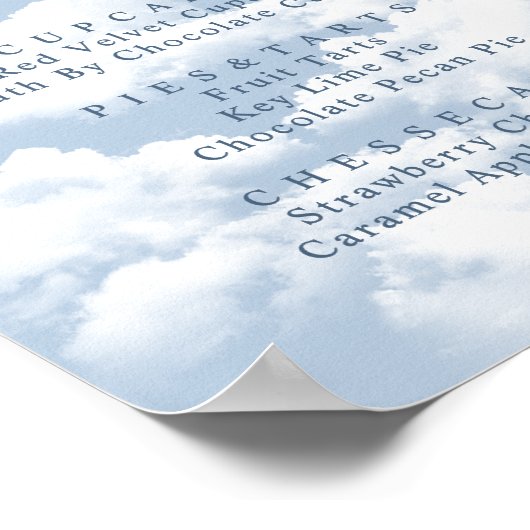 Light Blue On Cloud Nine Bachelorette Dessert Bar Poster (Ecke)