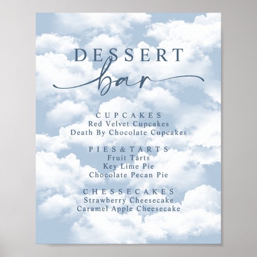 Light Blue On Cloud Nine Bachelorette Dessert Bar Poster (Vorne)