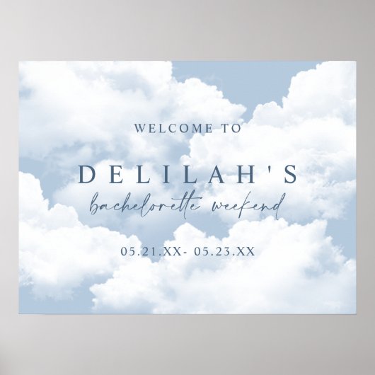 Light Blue "On Cloud Nine" Bachelorette Empfang Poster (Vorne)
