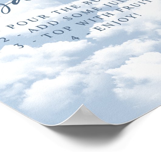 Light Blue "On Cloud Nine" Bachelorette Mimosa Bar Poster (Ecke)