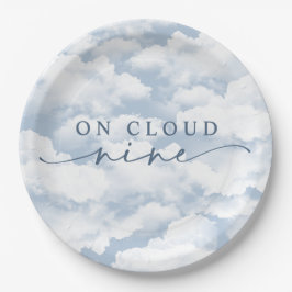 Light Blue "On Cloud Nine" Bachelorette Pappteller