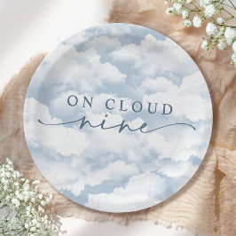 Light Blue "On Cloud Nine" Bachelorette Pappteller