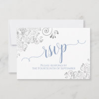 Light Blue on White Elegant Calligraphy Wedding