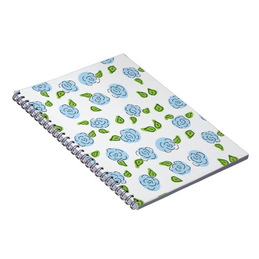 Light Blue Open Blume auf White Spiral Notebook Notizblock (Rechte Seite)