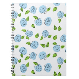 Light Blue Open Blume auf White Spiral Notebook Notizblock