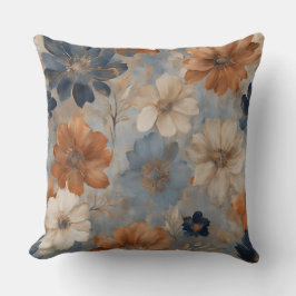 Light Blue Orange Beige Navy Modernes Bauernhaus Kissen