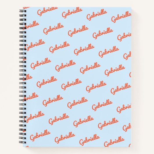 Light Blue Orange Name Personalized Script Notes Notizblock (Vorderseite)
