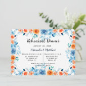 Light Blue Orange Paint Peony Probe Dinner Einladung (Stehend Vorderseite)