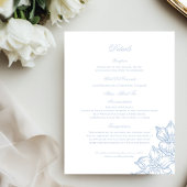 Light Blue Outline Floral Wedding Details Card Begleitkarte
