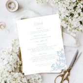 Light Blue Outline Floral Wedding Details Card Begleitkarte