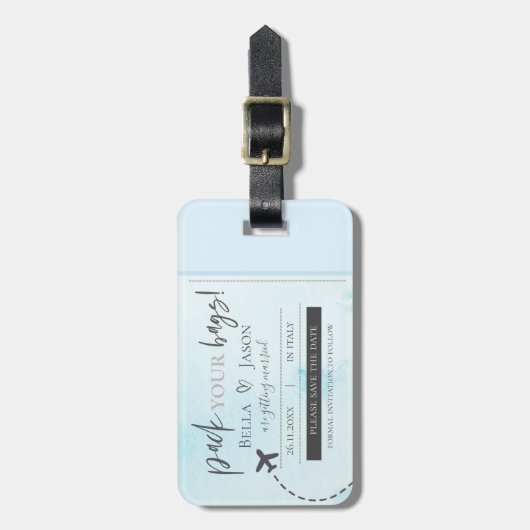 Light Blue Pack Sie Flaggen speichern das Datum Gepäckanhänger (Vorderseite vertikal)