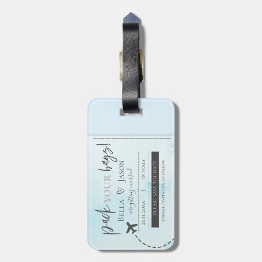 Light Blue Pack Sie Flaggen speichern das Datum Gepäckanhänger (Rückseite vertikal)