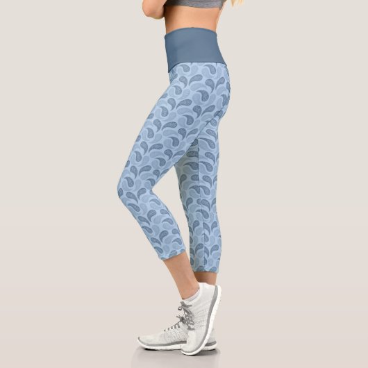 Light Blue Paisley Pattern High Waisted Capris (Links)