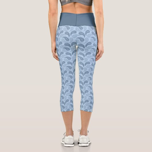 Light Blue Paisley Pattern High Waisted Capris (Rückseite)