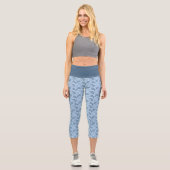 Light Blue Paisley Pattern High Waisted Capris (Vorderseite)