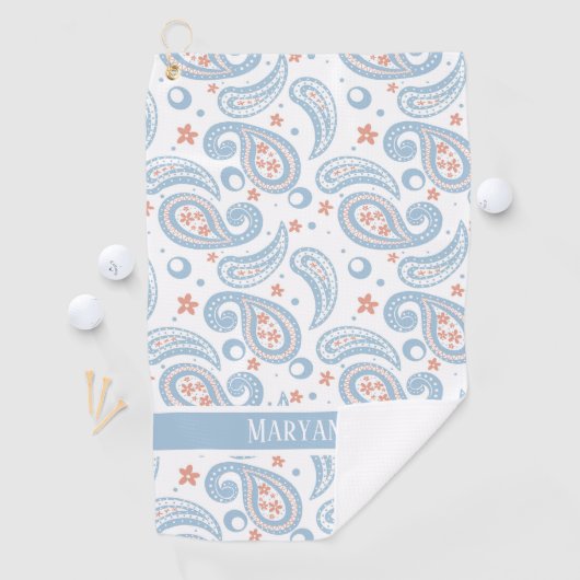 Light Blue Paisley Pattern Ladys Golfhandtuch (Insitu)