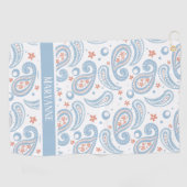 Light Blue Paisley Pattern Ladys Golfhandtuch (Horizontal)