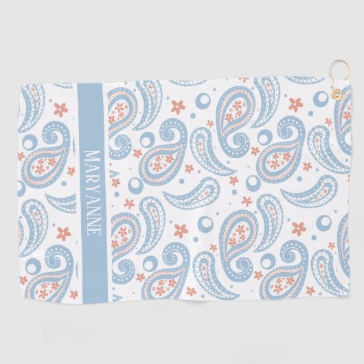 Light Blue Paisley Pattern Ladys Golfhandtuch (Horizontal)