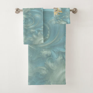 Light Blue Palette auf einem Bronze Gold Barogue D Badhandtuch Set