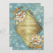 Light Blue Palette auf einem Bronze Gold Barogue D Einladung (Vorne/Hinten)