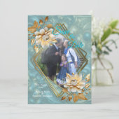 Light Blue Palette auf einem Bronze Gold Barogue D Einladung (Stehend Vorderseite)