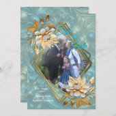 Light Blue Palette auf einem Bronze Gold Barogue D Einladung (Vorne/Hinten)