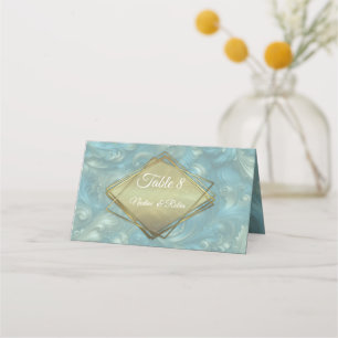 Light Blue Palette auf einem Bronze Gold Barogue D Platzkarte