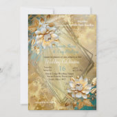 Light Blue Palette auf Gold Barogue Design Einladung (Vorderseite)