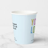 Light Blue Paper Cups Custom Business Logo 8 oz Pappbecher (Rechts)